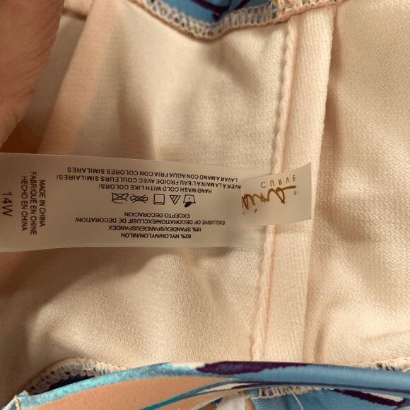 Raisins Curve Swimsuit Top Tropical Floral Tortuga Flounce Women's Size 14W NWT - Picture 7 of 7